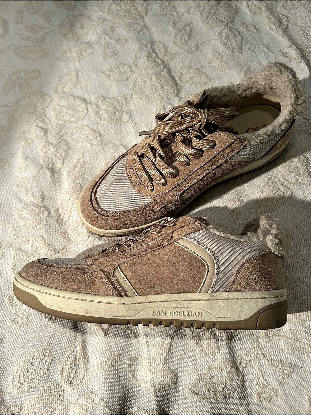 Sam Edelman Harper Cozy Sneaker in Brown & Cream
